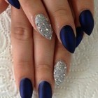 Navy silver nails